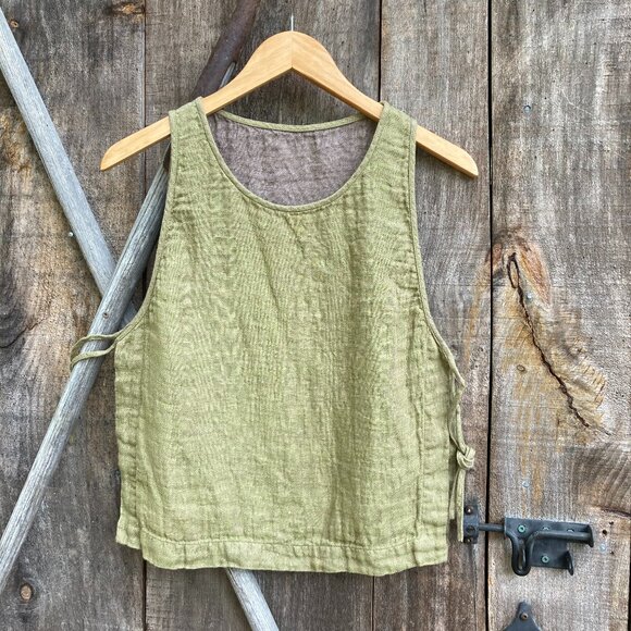 ARITZIA, Summer Linen Top, OS, Mustard Green and Coco inside - Picture 6 of 15